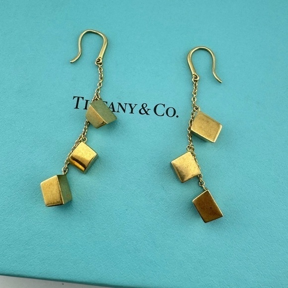 Tiffany & Co. Frank Gehry Torque Drop Earrings 18k Yellow Gold RARE - Picture 1 of 10